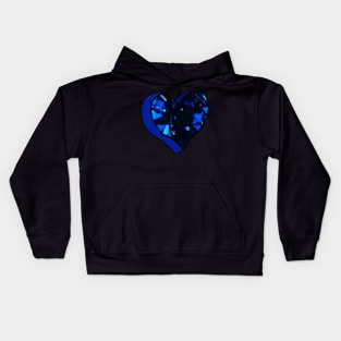 Cool Blue Sapphire Love Heart Kids Hoodie